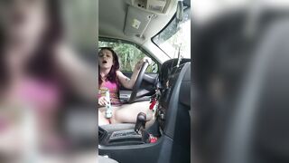 Public masturbation into a sports car at the park