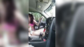 Public masturbation into a sports car at the park