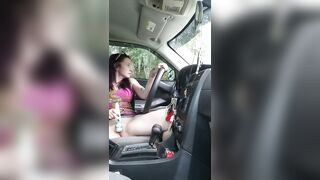 Public masturbation into a sports car at the park