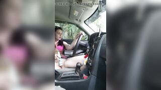 Public masturbation into a sports car at the park