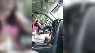 Public masturbation into a sports car at the park