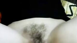 Hairy Teen masturbating with her Lush Vibrator