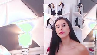 Busty MILF amateur Latina sucks dildo on webcam