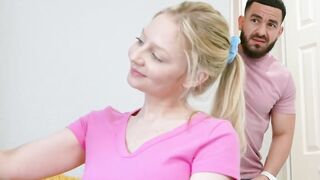 Stepbro fucks busty blonde teen stepsister POV