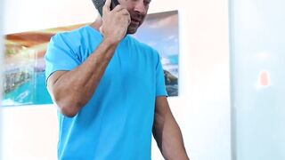 Man fucks natural tits stepdaughter in the pool and in the bedroom