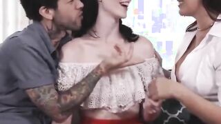 blowjob alex harper and dana dearmond are  hard on couch