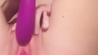 Stepsister fucks her tight pussy with her new toy