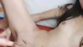 Naughty Asian Stepsister dildoing her wet pussy