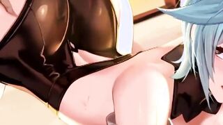 Blue Hair HENTAI Hottie Doggy UNCENSORED