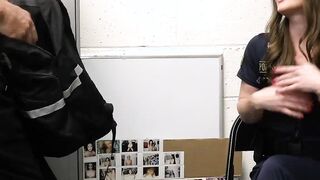Shoplifter Mira Monroe blow a security guard cock