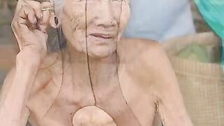 Old hands put fingers in her old cunt