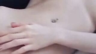 Blonde Babe with big tits fucks pussy with her dildo