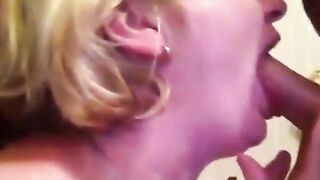 Mature wife suck hubby dick and get cum in mouth