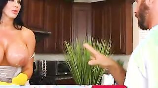 Huge Tit cougar, Sybil Stallone, getting a juicy cummed from the delivery man