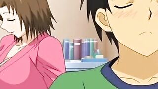 Horny busty girl fucks younger guy