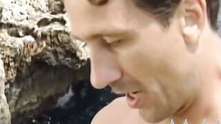 Trashy bimbos pee on a guy's face public