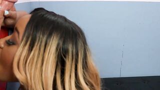 Ebony Babes Nicole Kitt & Nina Rivera Suck 2 White Gloryhole Cocks