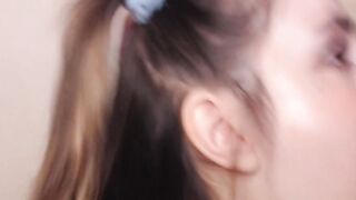 Brunette College Slut Takes Huge Dick in Her Tight Mouth