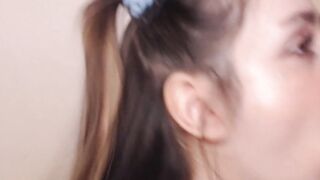 College Babe Sucks and Licks Huge Dick