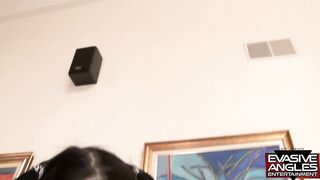 EVASIVE ANGLES Oiled White Ass Overload. Violet sucks dick until it is