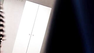 Hot secretary having a quick pee