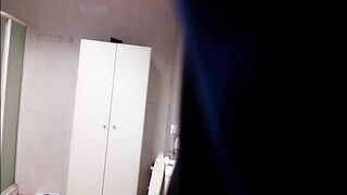 Hot secretary having a quick pee