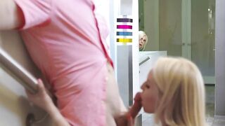 Badmilfs - Big Boobed milf Shares Cum with Step-Daughter