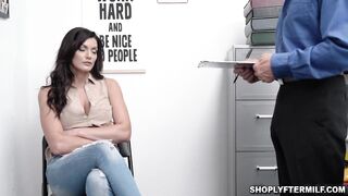 Dark Haired shoplifter Becky Bandini enjoys getting her pussy eaten out