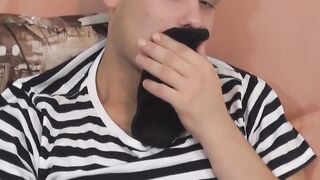 His dick is only getting harder when he looks at his toes