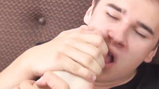 The smell of his own shoes makes his dick rough and throbbing