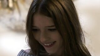 Lesbian teen teasing big tits stepmom