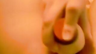 Russian whore plays with dildo.