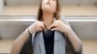 Amateur public facial on stairway