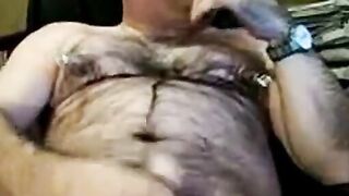 Dad pumps cock and cum
