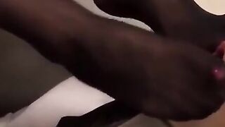 Japanese sexy naughty Milf in nylons wants her feet licked