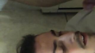 Wanking, selfsucking and getting cum load in mouth