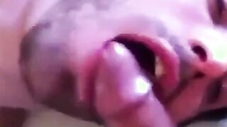 Buddy sucking my cock and balls and I cum on his face 2