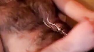 Hairy chest covered in cum 2