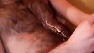 Hairy chest covered in cum 2