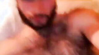 Hairy chest covered in cum 2