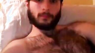 Hairy chest covered in cum 2
