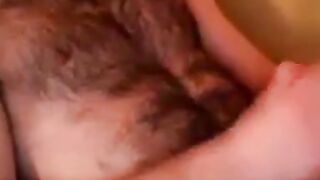 Hairy chest covered in cum 2
