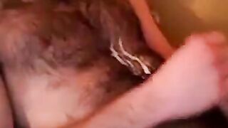 Hairy chest covered in cum 2
