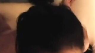 Asian girl swallows his load with style