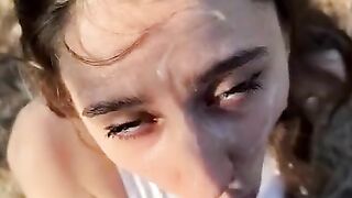 Russian girl Dasha fucks in the forest with a guy