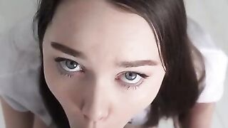 The guy fucked the pussy of a Russian girl after a blowjob