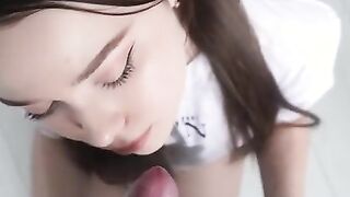 The guy fucked the pussy of a Russian girl after a blowjob