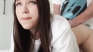 The guy fucked the pussy of a Russian girl after a blowjob