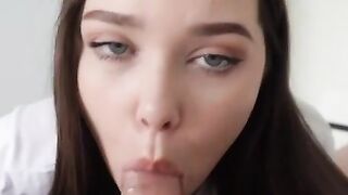 The guy fucked the pussy of a Russian girl after a blowjob