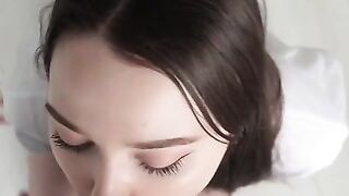 The guy fucked the pussy of a Russian girl after a blowjob